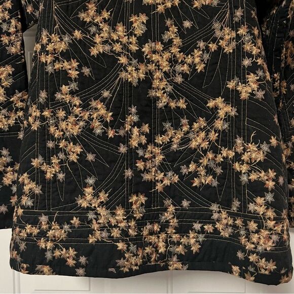 Tapestry Quilted Patchwork Embroidered Floral Jacket Black Brown Gold Coat XL - Picture 9 of 16